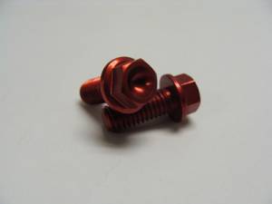 Aluminum Fasteners - Aluminum Hex Flange Bolts - 6x20 Red Aluminum Hex Flange Bolt