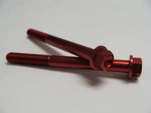 Aluminum Fasteners - Aluminum Hex Flange Bolts - 6x75 Red Aluminum Hex Flange Bolt