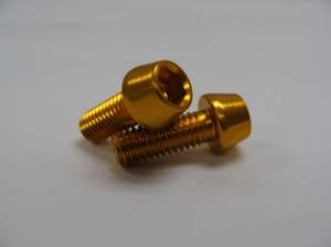 Aluminum Fasteners - Aluminum Tapered Socket Cap Bolts - 6x15 Gold Aluminum Tapered Socket Cap Bolt
