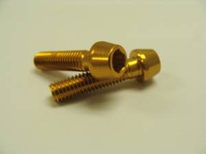 Aluminum Fasteners - Aluminum Tapered Socket Cap Bolts - 6x20 Gold Aluminum Tapered Socket Cap Bolt