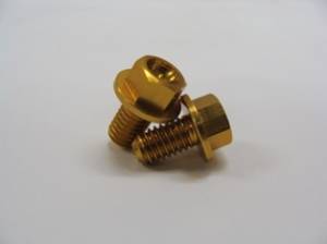Aluminum Fasteners - Aluminum Hex Flange Bolts - 6x15 Gold Aluminum Hex Flange Bolt