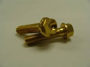 Aluminum Fasteners - Aluminum Hex Flange Bolts - 6x20 Gold Aluminum Hex Flange Bolt
