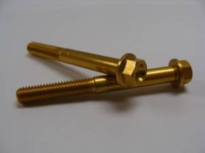 Aluminum Fasteners - Aluminum Hex Flange Bolts - 6x55 Gold Aluminum Hex Flange Bolt