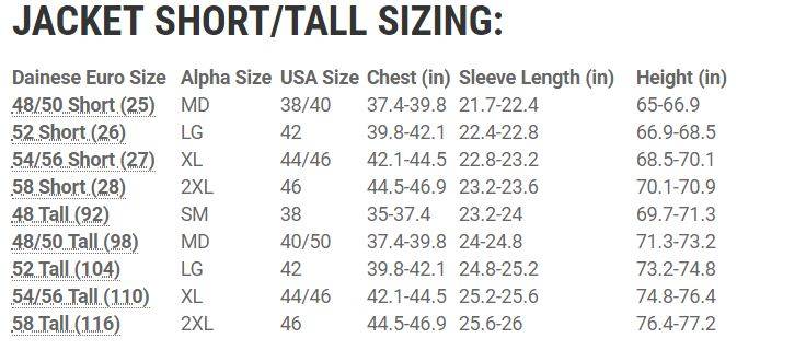 Dainese Womens Jacket Size Chart - Greenbushfarm.com