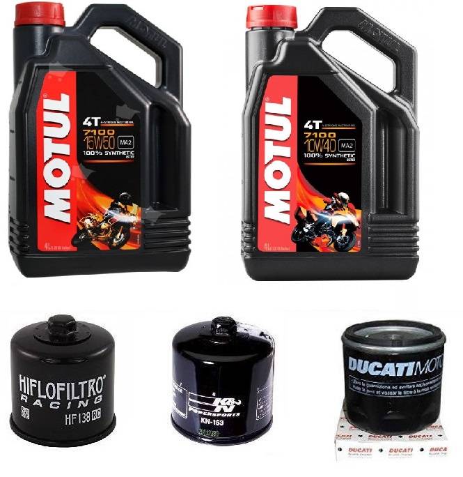 Ducati Oil Change Kit MOTUL 7100 10W40 or 15W50 Full Synthetic Oil