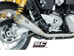 SC Project - SC Project 70's Style Dual Conic Slip-On Exhaust: Triumph Thruxton 1200/R '16+ - Image 1