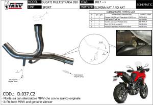 Mivv Exhaust - MIVV STAINLESS STEEL COLLECTOR [NO KAT]: Ducati Multistrada 950/S (17-21) - Image 2