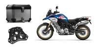 Parts - Universal Parts - SW-Motech - SW-MOTECH TRAX ION 38-Liter Top Case and Mount Plate - Aluminum Silver: BMW F850GS, F750GS